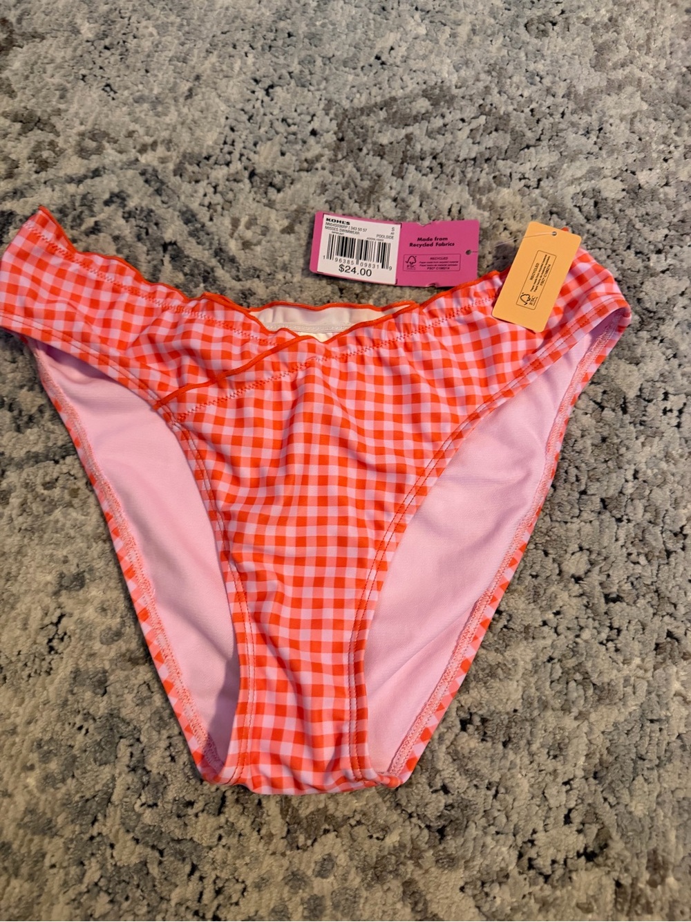 Kohl's Orange & Pink Gingham Bikini Bottoms